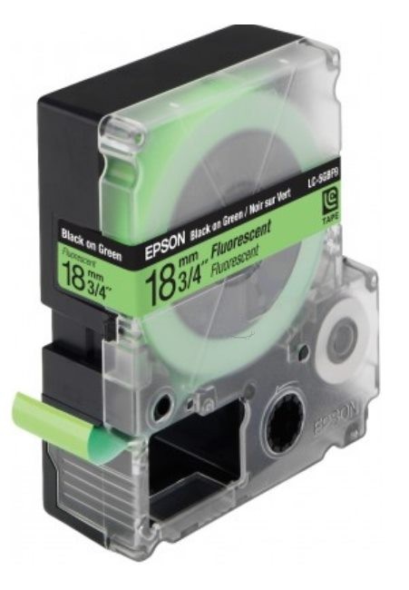 Epson C53S626403 оригинальная лента для наклеек ресурс печати - 9 метров, черный текст на зеленом флуоресцентном фоне