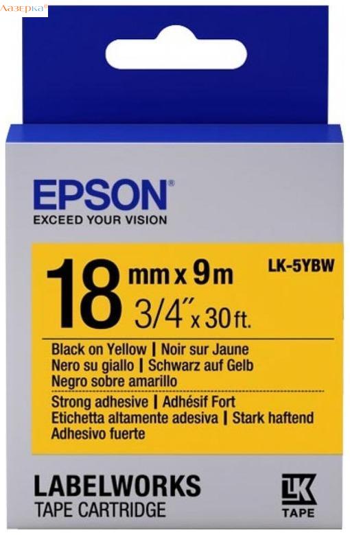 Epson LK-5YBW Tape | C53S655010 18мм оригинальная лента для наклеек 9 м, черный на желтом