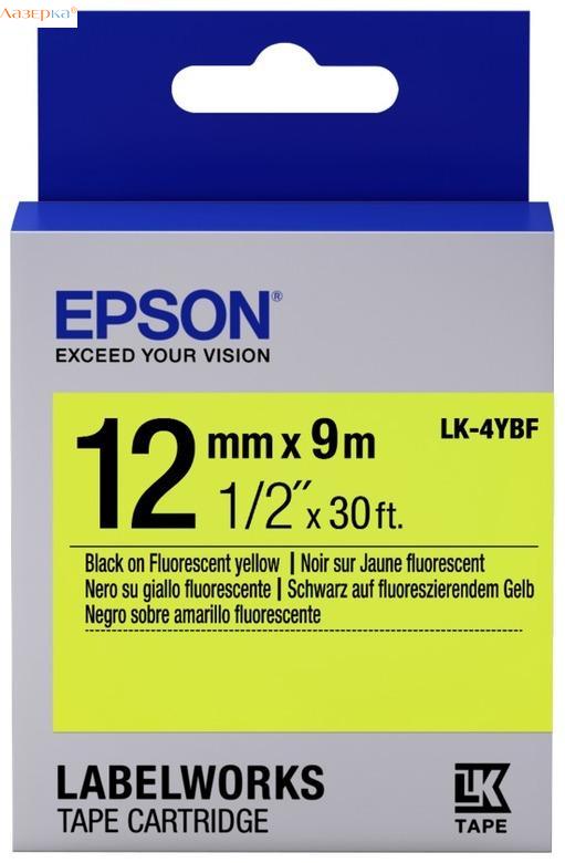 Epson LK-4YBF Tape | C53S654010 12мм оригинальная лента для наклеек 9 м, черный на желтом