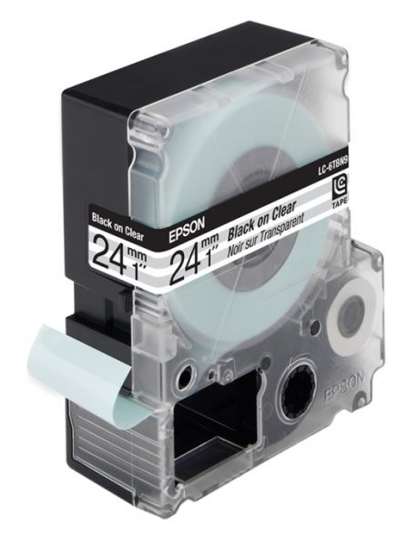 Epson C53S627403 оригинальная лента для наклеек ресурс печати - 9 метров, черный текст на прозрачном фоне