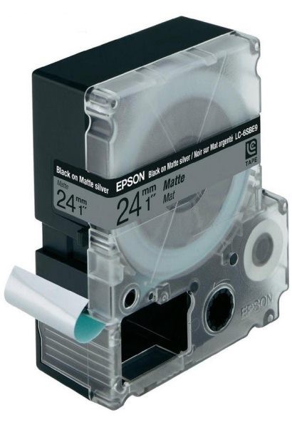 Epson C53S627405 оригинальная лента для наклеек ресурс печати - 9 метров, черный текст на серебристом фоне