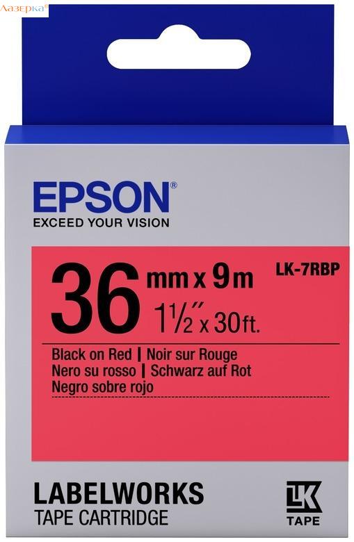 Epson LK-7RBP Tape | C53S657004 36мм оригинальная лента для наклеек 9 м, черный на красном