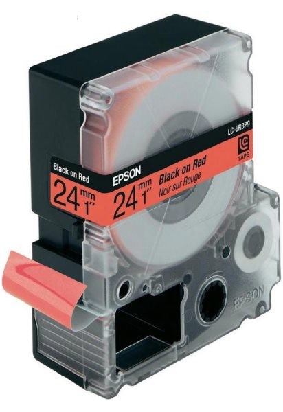 Epson C53S627400 оригинальная лента для наклеек ресурс печати - 9 метров, черный текст на красном фоне
