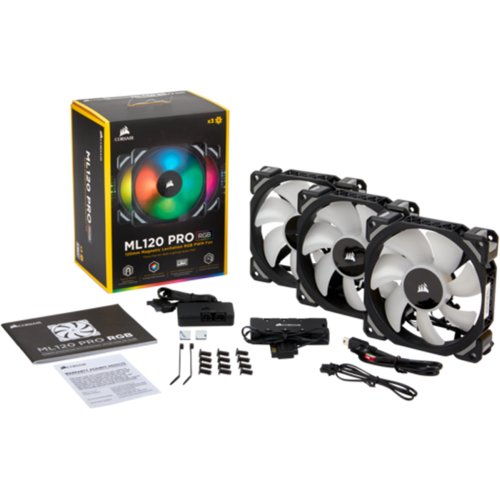 Вентилятор 120мм Corsair ML120, Premium Magnetic Levitation Fan 3xPack ( CO-9050076-WW ) RGB LED