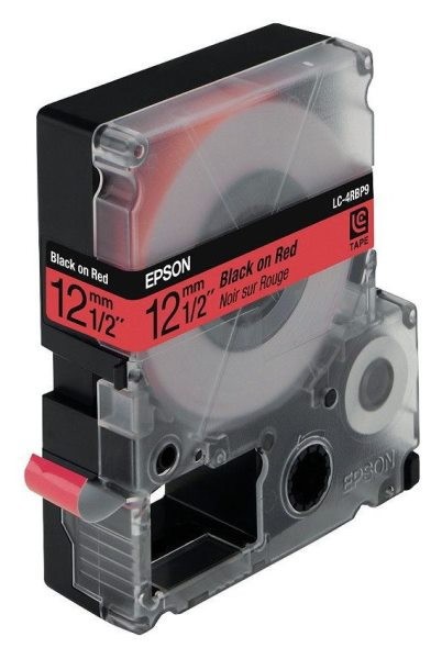 Epson C53S625402 оригинальная лента для наклеек ресурс печати - 9 метров, черный текст на красном фоне