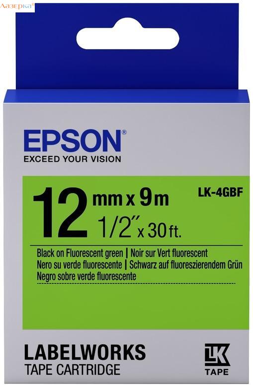 Epson LK-4GBF Tape | C53S654018 9мм оригинальная лента для наклеек 9 м, черный на зеленом