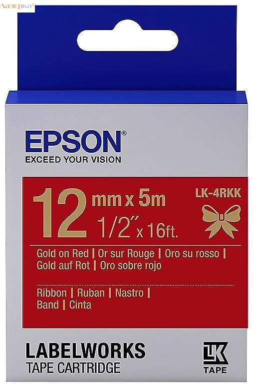 Epson LK-4RKK Tape | C53S654033 12мм оригинальная лента для наклеек 5 м, золотой на красном