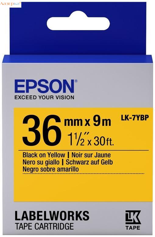 Epson LK-7YBP Tape | C53S657005 36мм оригинальная лента для наклеек 9 м, черный на желтом