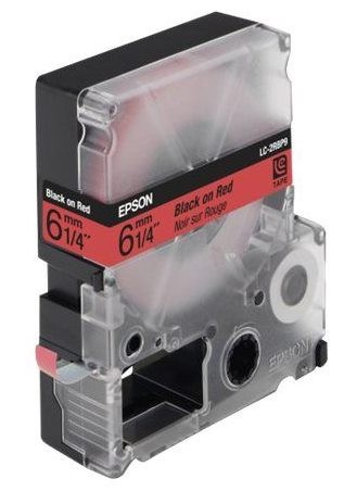 Epson C53S623400 оригинальная лента для наклеек ресурс печати - 9 метров, черный текст на красном фоне