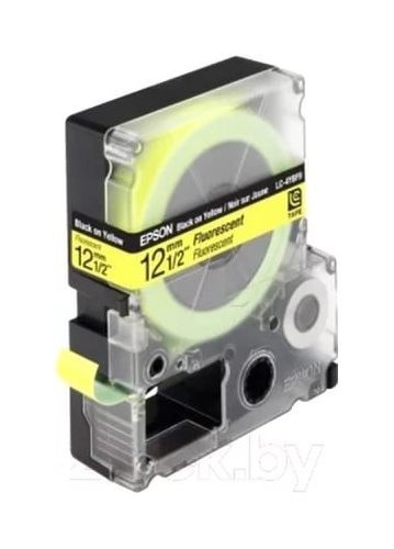 Epson C53S625405 оригинальная лента для наклеек ресурс печати - 9 метров, черный текст на желтом флуоресцентном фоне