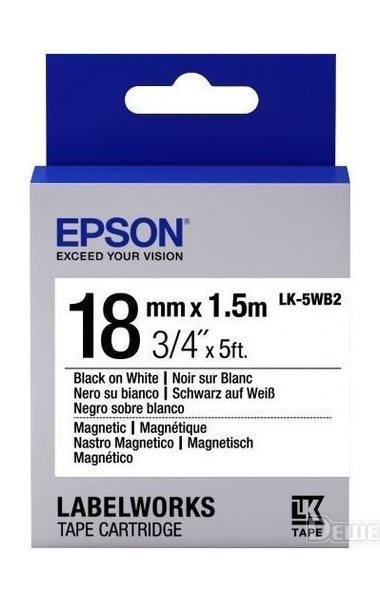 Epson C53S655001 оригинальная лента для наклеек ресурс печати - 2 метров, черный текст на белом фоне