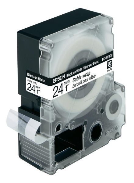 Epson C53S627404 оригинальная лента для наклеек ресурс печати - 9 метров, черный текст на белом фоне