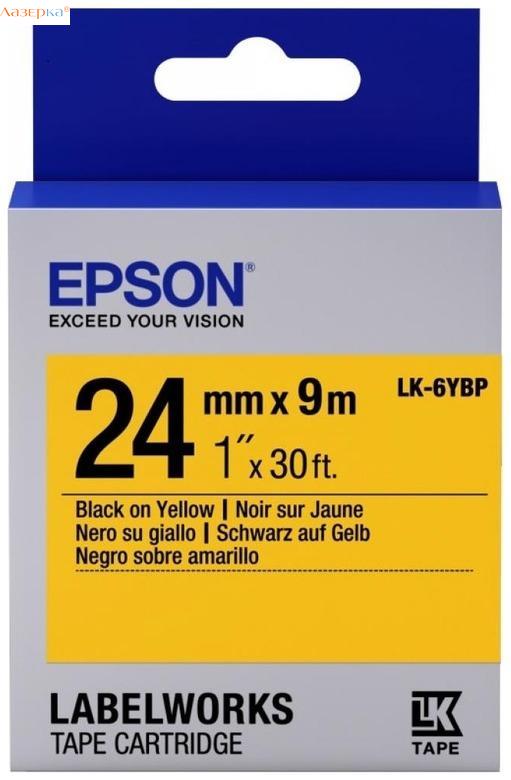 Epson LK-6YBP Tape | C53S656005 24мм оригинальная лента для наклеек 9 м, черный на желтом
