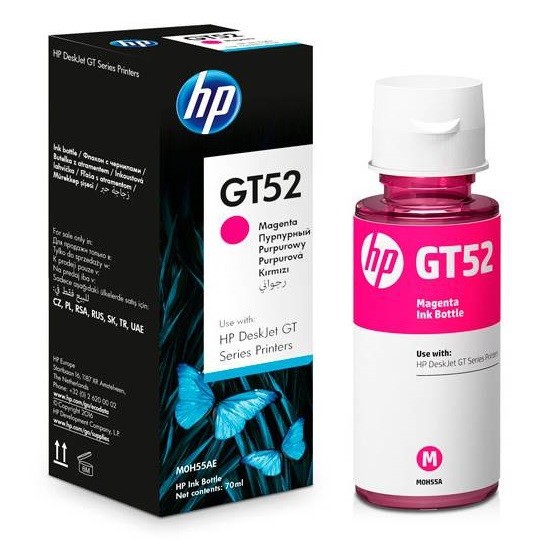HP M0H55AE оригинальные ink tank картриджи HP GT52 пурпурный, ресурс - 100 мл