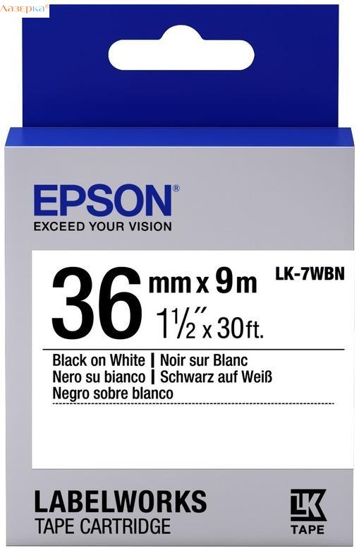 Epson LK-7WBN Tape | C53S657006 36мм оригинальная лента для наклеек 9 м, черный на белом