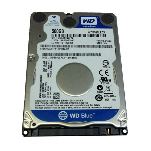 Жесткий диск 2.5" SATA3 500Гб WD Blue 5400rpm 16mb ( WD5000LPCX ) OEM