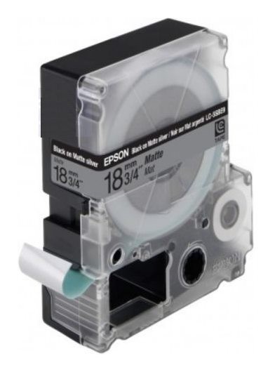 Epson C53S626411 оригинальная лента для наклеек ресурс печати - 9 метров, черный текст на серебристом фоне