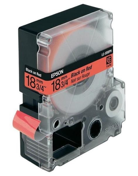 Epson C53S626400 оригинальная лента для наклеек ресурс печати - 9 метров, черный текст на красном фоне