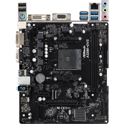 Материнская плата ASRock A320 AM4 DDR4 ( A320M-DVS R4.0 ) mATX
