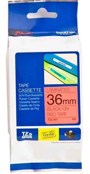 Brother TZe-461 оригинальная лента для наклеек ресурс печати - 8 метров, черный текст на красном фоне
