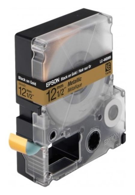 Epson C53S625415 оригинальная лента для наклеек ресурс печати - 9 метров, черный текст на золотом металлике