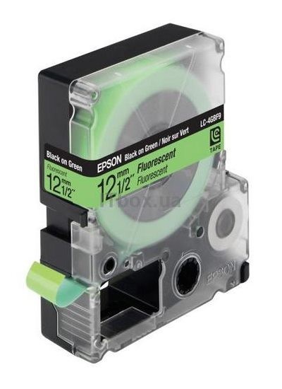 Epson C53S625413 оригинальная лента для наклеек ресурс печати - 9 метров, черный текст на зеленом флуоресцентном фоне