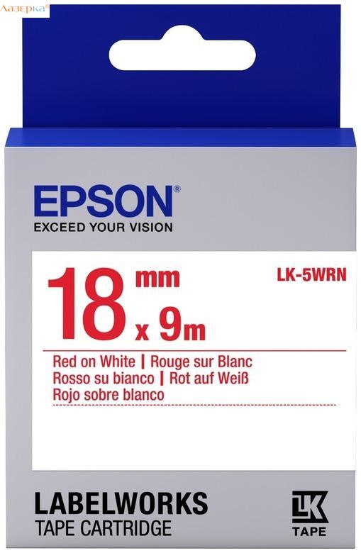 Epson LK-5WRN Tape | C53S655007 18мм оригинальная лента для наклеек 9 м, красный на белом