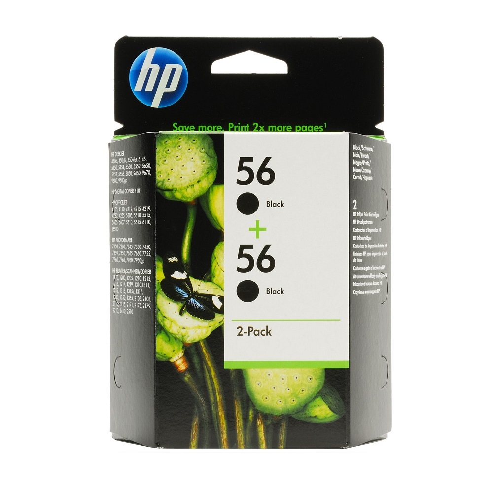 C9502AE HP 56 + 56 оригинальный струйный картридж HP чёрный, ресурс - 2*450 страниц