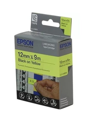Epson C53S625403 оригинальная лента для наклеек ресурс печати - 9 метров, черный текст на желтом фоне