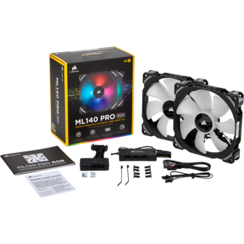 Вентилятор 140мм Corsair ML140, Pro Magnetic Levitation Fan 2xPack ( CO-9050078-WW ) RGB LED