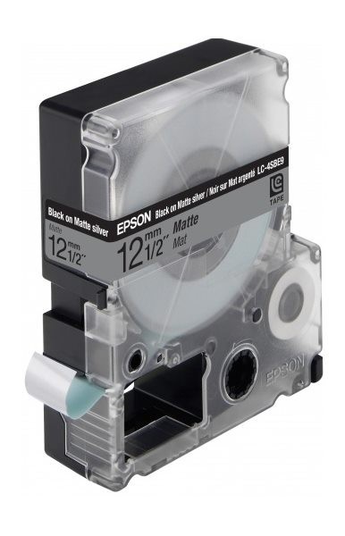 Epson C53S625412 оригинальная лента для наклеек ресурс печати - 9 метров, черный текст на серебристом фоне