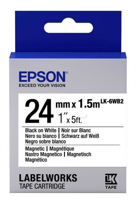 Epson C53S656003 оригинальная лента для наклеек ресурс печати - 2 метров, черный текст на белом фоне